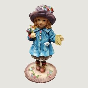 Leonardo Collection With Love Christine Haworth Figurine Blue Girl Flowers 5.5"